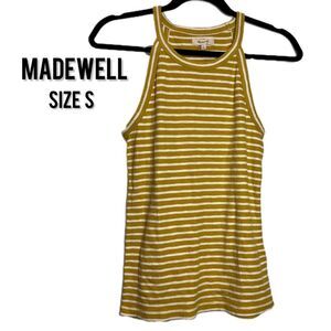 MADEWELL • Yellow/White Striped Time Off Tank • Size S